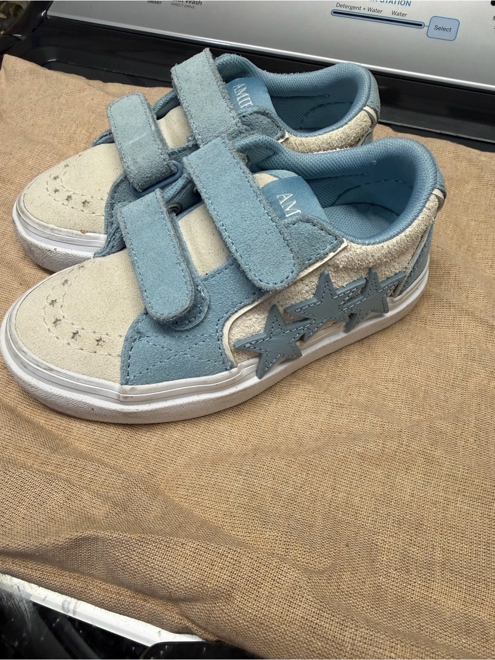 AMIRI Light Blue and Cream Star Velcro Kids Sneakers